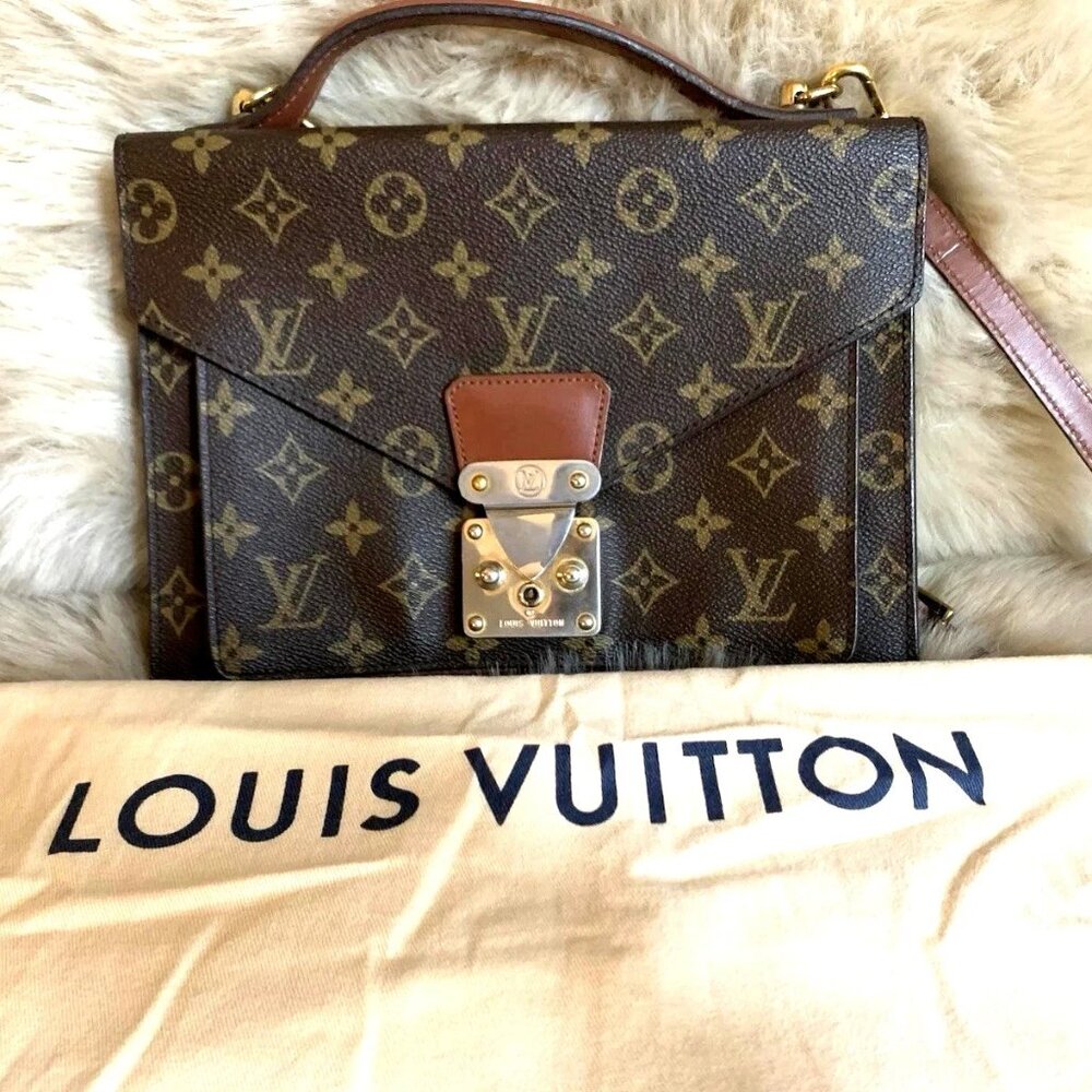 **Beautiful**Louis Vuitton**Monceau**Leather  Handbag & Crossbody Strap